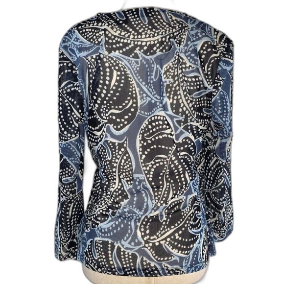 Tahari Abstract Wrap Sheer Blouse Size Medium - Picture 5 of 7